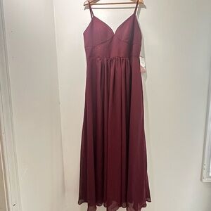 Stacees NWT A-line V-neck Cabernet Burgundy Bridesmaid Prom Dress Size 16